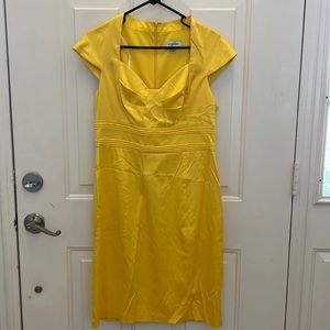 Yellow satin cap sleeve dress